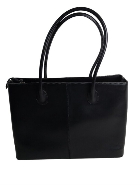 J. Crew Handbags - J.Crew Classic Black Leather Tote Bag Purse 3 Compartment Shoulder Strap Carry